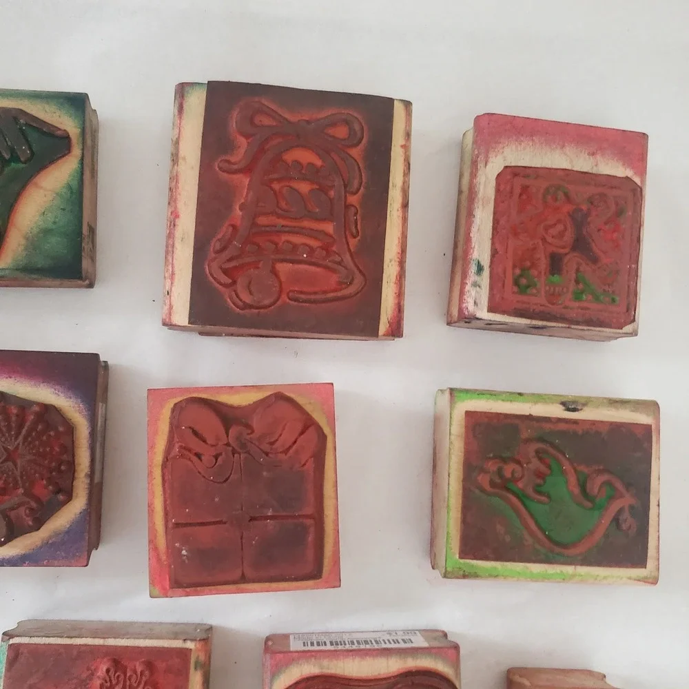 Vintage Christmas Rubber Stamp Lot Stampin Up Hero Arts Holiday Crafting 19pc